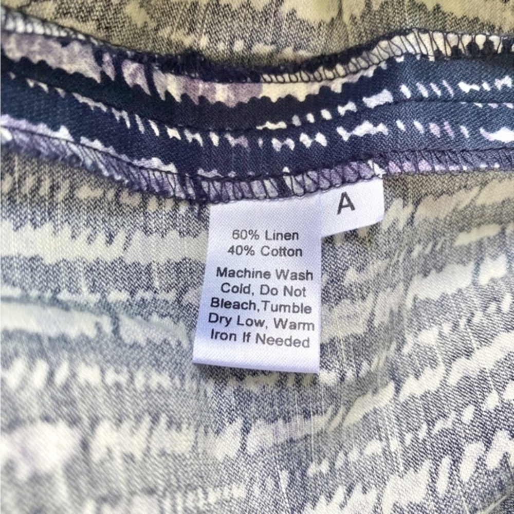 Loft Linen Blend Lightweight Lavender, Navy and White Mini Skirt - Picture 5 of 9